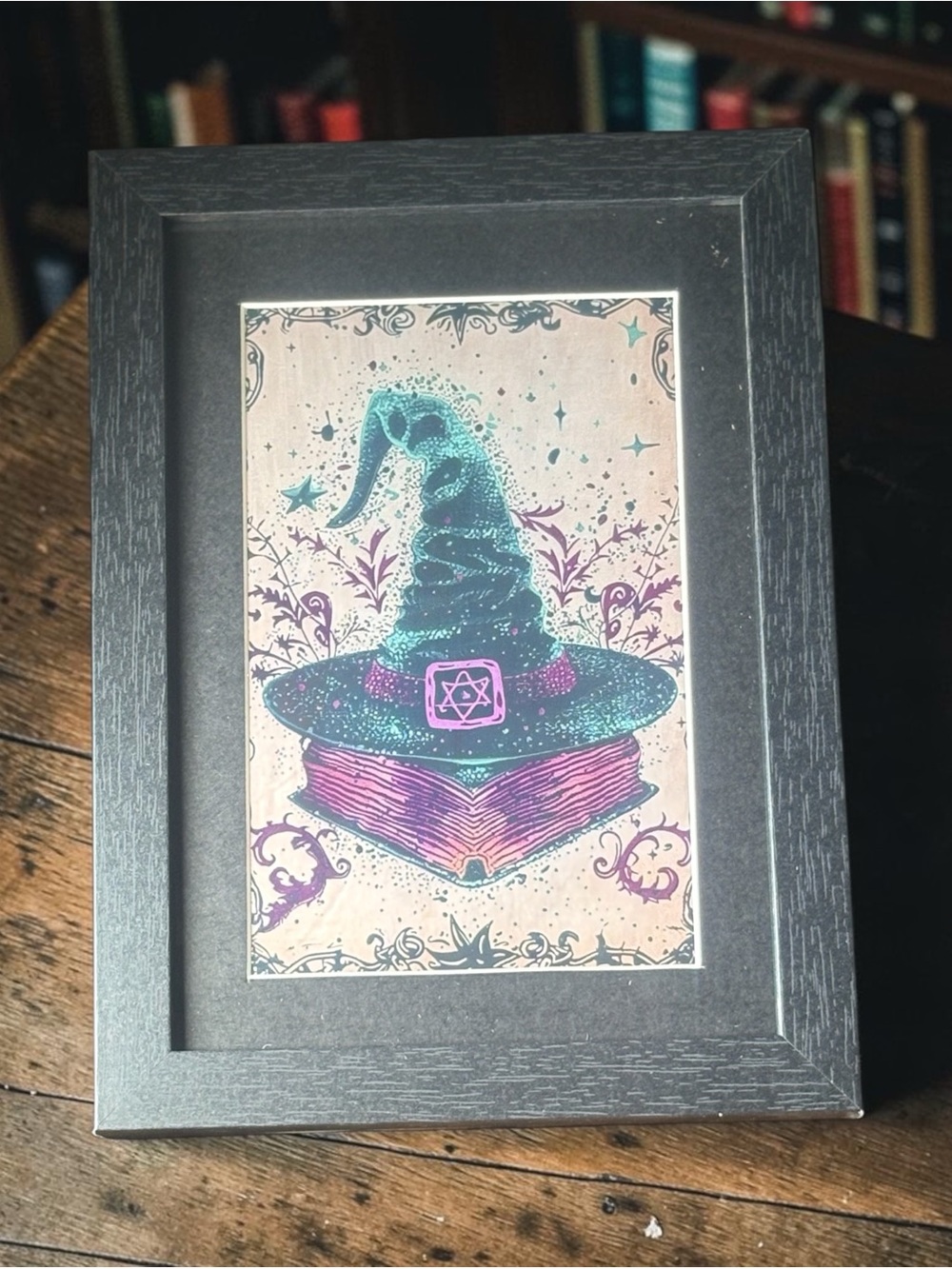 🔮 Mystical Witch Hat & Spellbook Framed Art – Brand New!